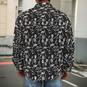 Black And White Skeleton Pattern Print Men's Shirt Jacket