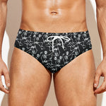 Black And White Skeleton Pattern Print Men's Swim Briefs