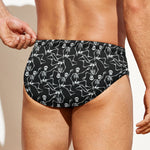 Black And White Skeleton Pattern Print Men's Swim Briefs