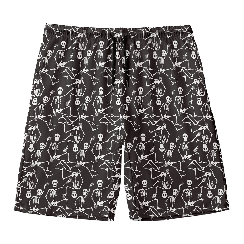 Black And White Skeleton Pattern Print Men's Swim Trunks