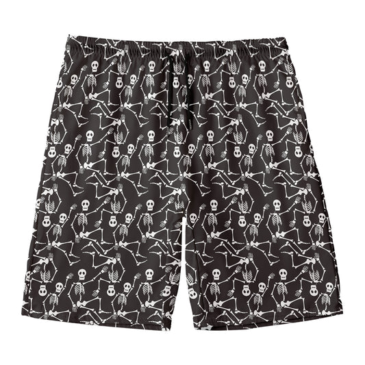 Black And White Skeleton Pattern Print Men's Swim Trunks