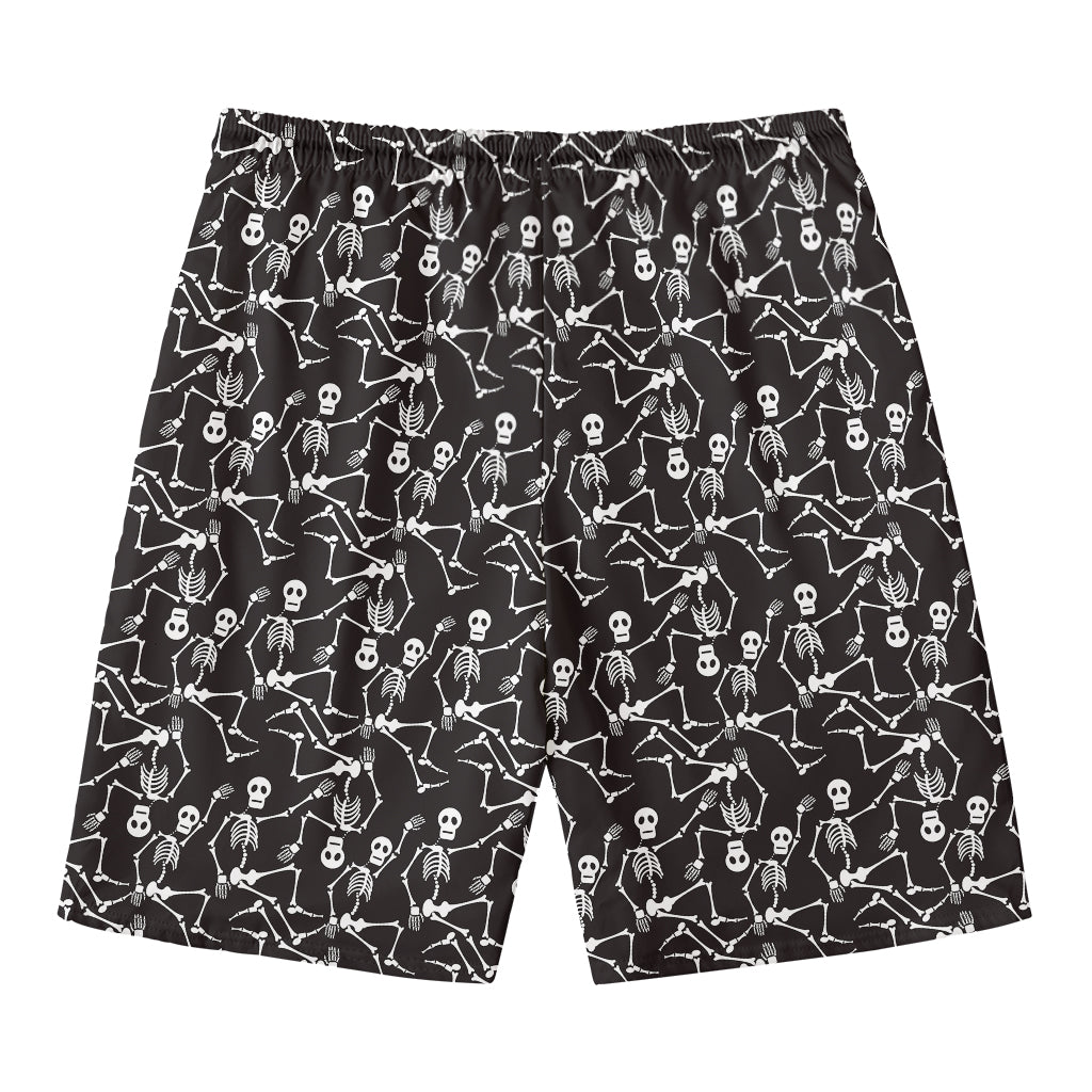 Black And White Skeleton Pattern Print Men's Swim Trunks