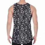 Black And White Skeleton Pattern Print Men's Velvet Tank Top