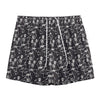 Black And White Skeleton Pattern Print Mesh Shorts