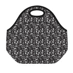 Black And White Skeleton Pattern Print Neoprene Lunch Bag
