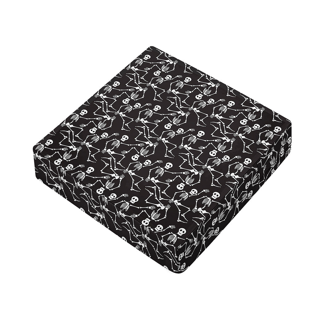 Black And White Skeleton Pattern Print Outdoor Seat Cushion Cover