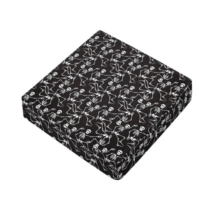 Black And White Skeleton Pattern Print Outdoor Seat Cushion Cover