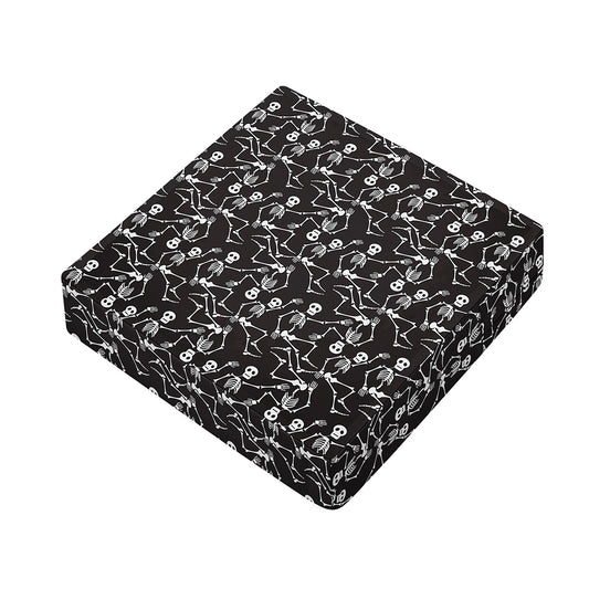 Black And White Skeleton Pattern Print Outdoor Seat Cushion Cover