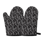 Black And White Skeleton Pattern Print Oven Mitts