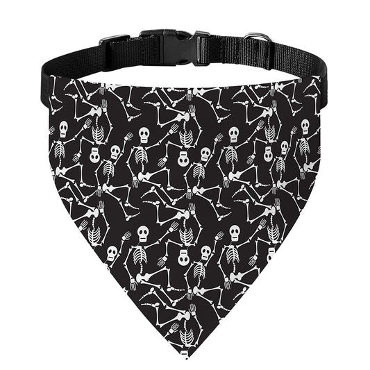 Black And White Skeleton Pattern Print Over The Collar Dog Bandana