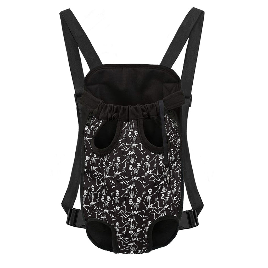 Black And White Skeleton Pattern Print Pet Carrier Backpack