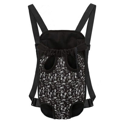 Black And White Skeleton Pattern Print Pet Carrier Backpack