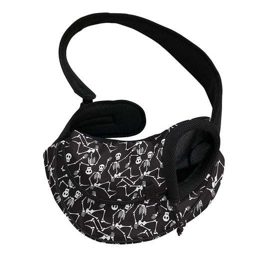 Black And White Skeleton Pattern Print Pet Sling Carrier