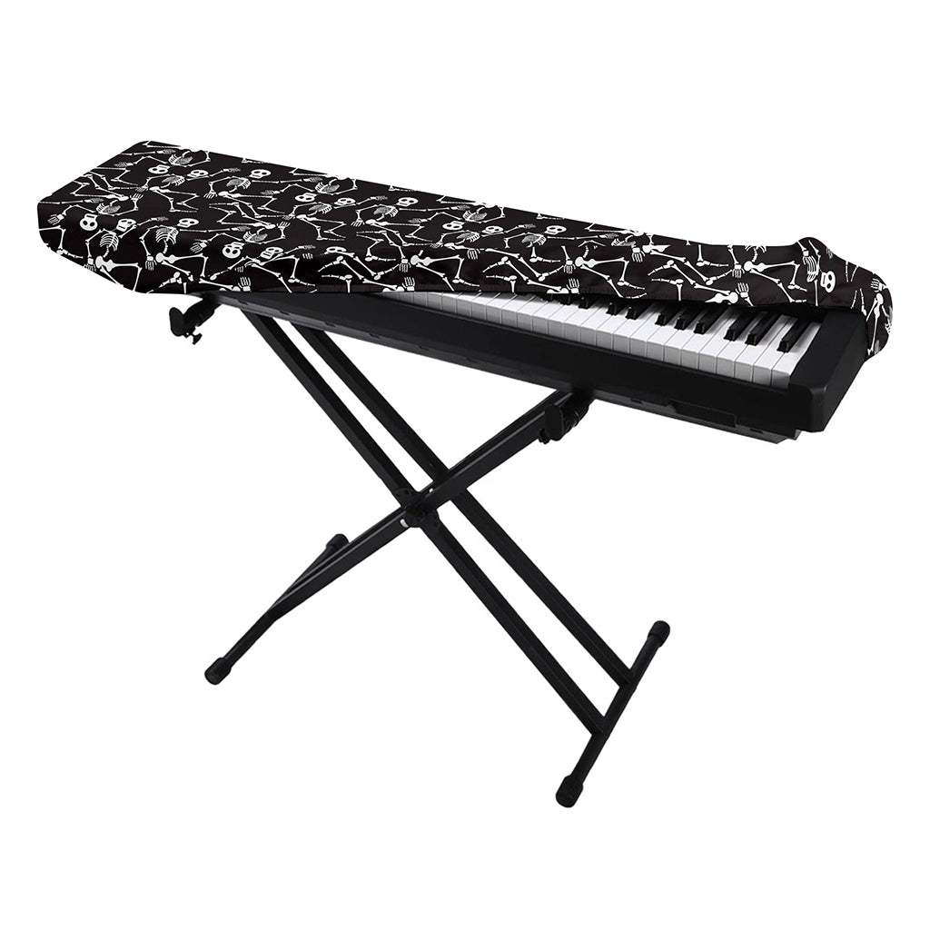 Black And White Skeleton Pattern Print Piano Keyboard Cover