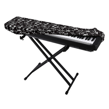 Black And White Skeleton Pattern Print Piano Keyboard Cover