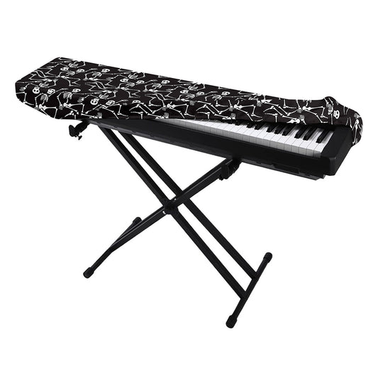Black And White Skeleton Pattern Print Piano Keyboard Cover