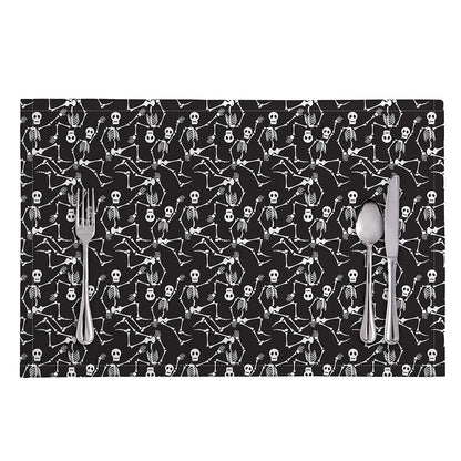 Black And White Skeleton Pattern Print Placemat