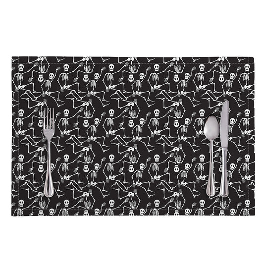 Black And White Skeleton Pattern Print Placemat