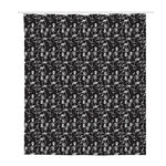Black And White Skeleton Pattern Print Polyester Shower Curtain