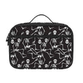 Black And White Skeleton Pattern Print Portable Lunch Bag