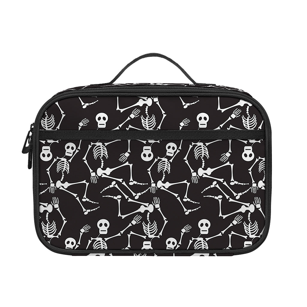 Black And White Skeleton Pattern Print Portable Lunch Bag