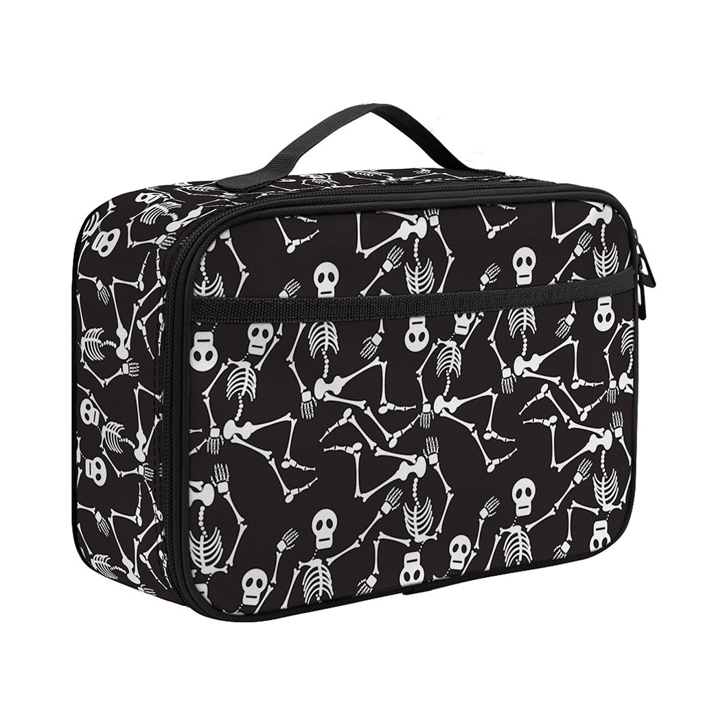 Black And White Skeleton Pattern Print Portable Lunch Bag