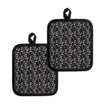 Black And White Skeleton Pattern Print Pot Holders