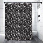 Black And White Skeleton Pattern Print Premium Shower Curtain