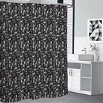 Black And White Skeleton Pattern Print Premium Shower Curtain