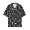 Black And White Skeleton Pattern Print Rayon Hawaiian Shirt