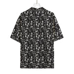 Black And White Skeleton Pattern Print Rayon Hawaiian Shirt