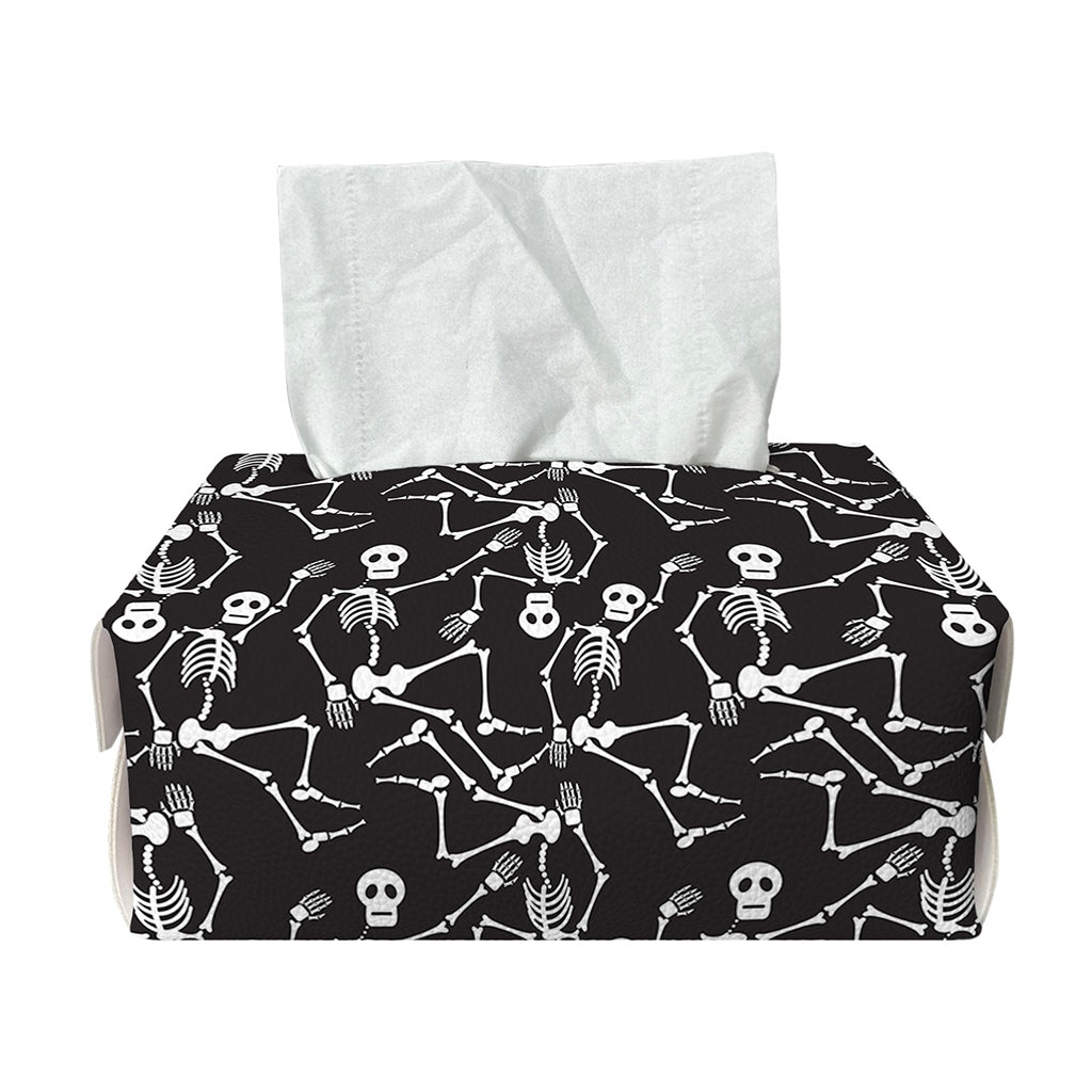 Black And White Skeleton Pattern Print Rectangle Tissue Box Cover