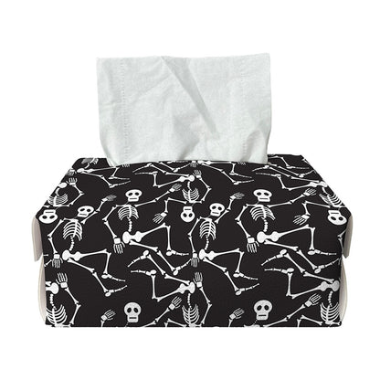 Black And White Skeleton Pattern Print Rectangle Tissue Box Cover