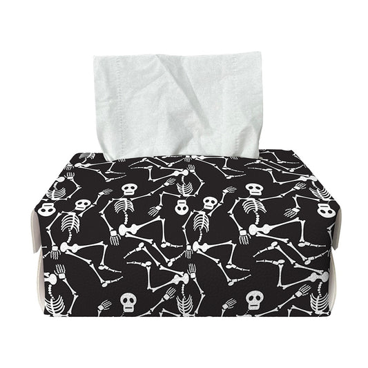Black And White Skeleton Pattern Print Rectangle Tissue Box Cover