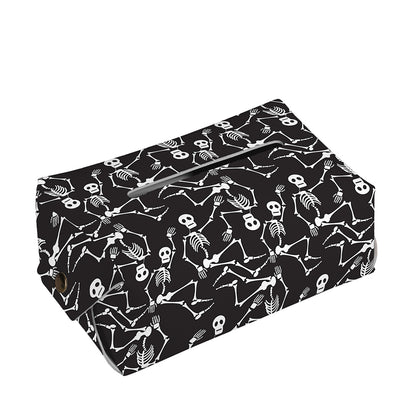 Black And White Skeleton Pattern Print Rectangle Tissue Box Cover