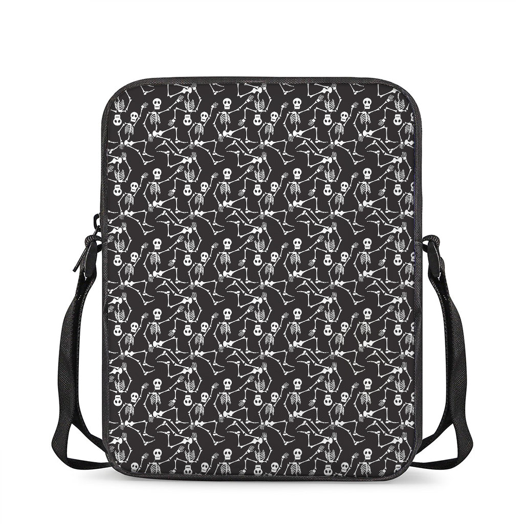 Black And White Skeleton Pattern Print Rectangular Crossbody Bag