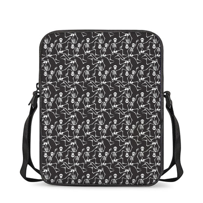 Black And White Skeleton Pattern Print Rectangular Crossbody Bag
