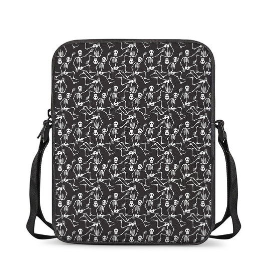 Black And White Skeleton Pattern Print Rectangular Crossbody Bag