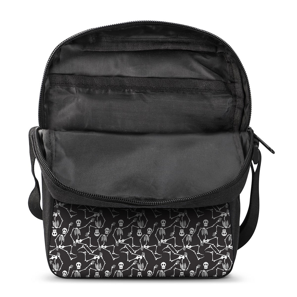 Black And White Skeleton Pattern Print Rectangular Crossbody Bag