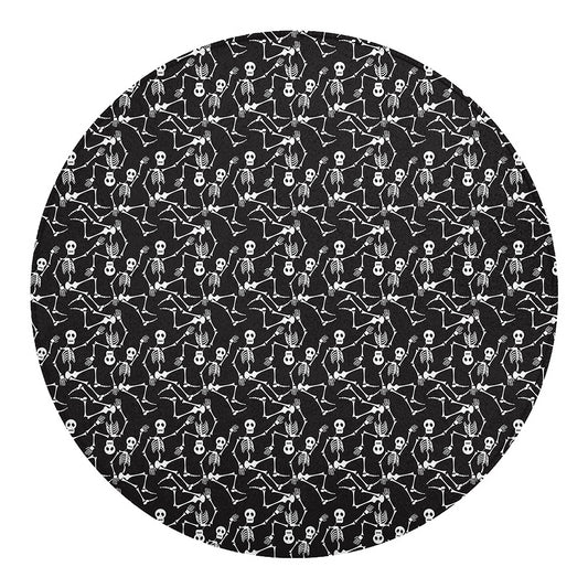 Black And White Skeleton Pattern Print Round Blanket