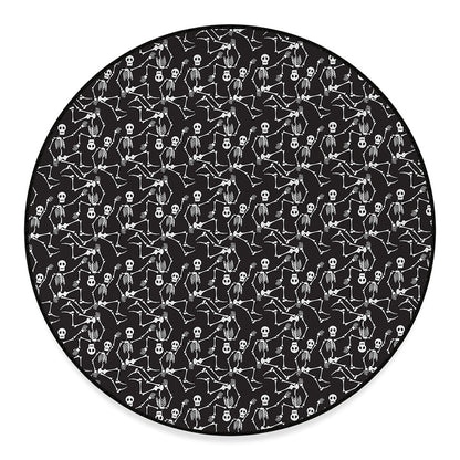 Black And White Skeleton Pattern Print Round Floor Mat