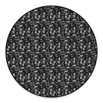 Black And White Skeleton Pattern Print Round Floor Mat