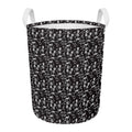 Black And White Skeleton Pattern Print Round Laundry Basket