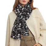 Black And White Skeleton Pattern Print Scarf