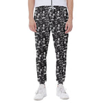 Black And White Skeleton Pattern Print Scuba Joggers