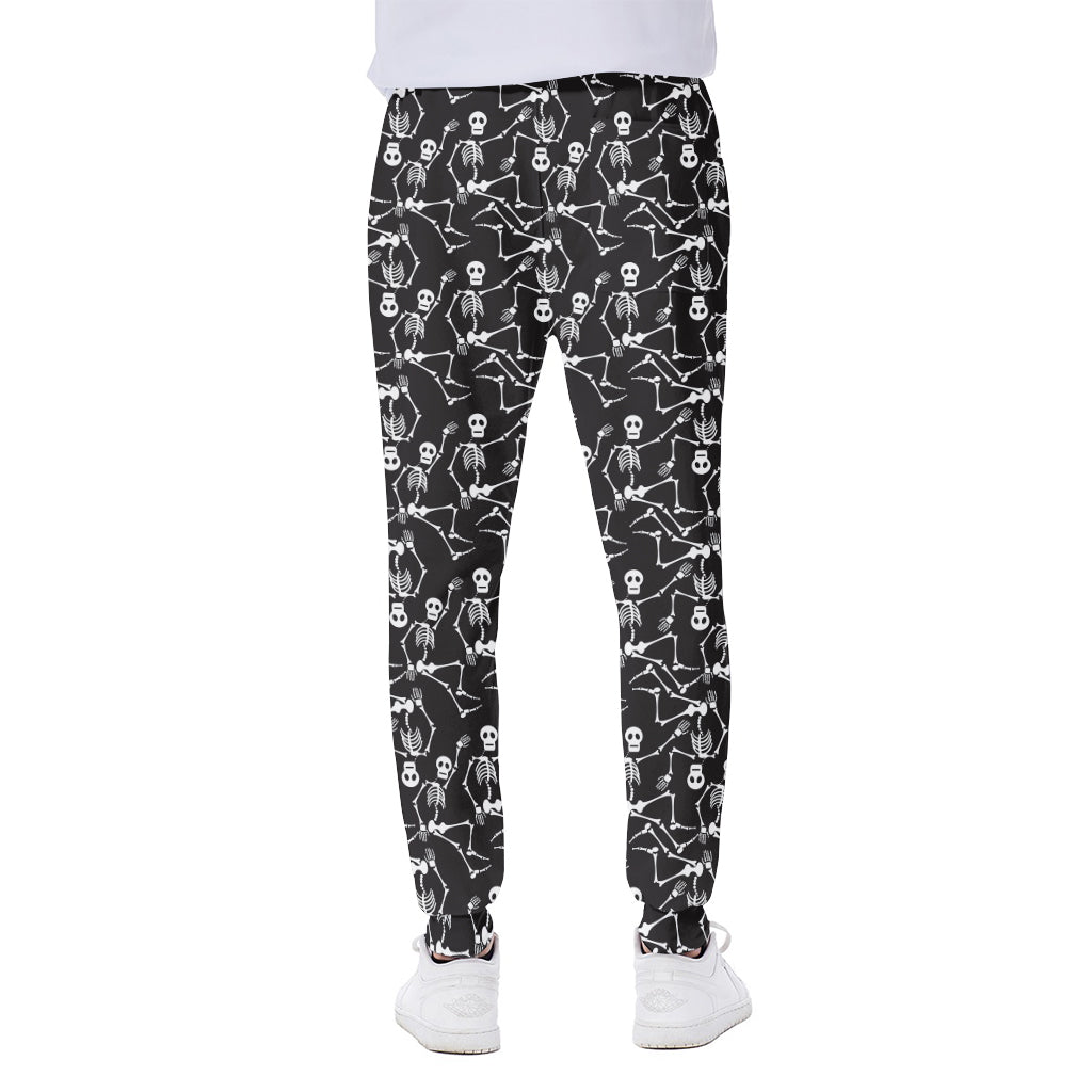 Black And White Skeleton Pattern Print Scuba Joggers