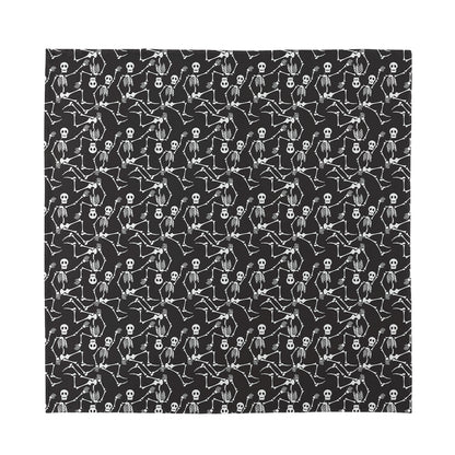 Black And White Skeleton Pattern Print Silk Bandana