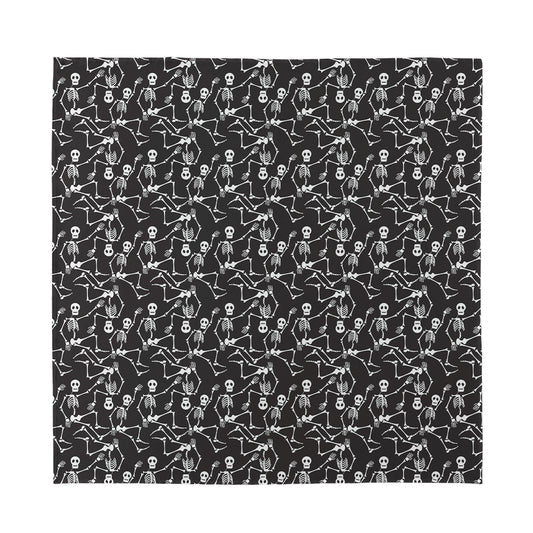 Black And White Skeleton Pattern Print Silk Bandana