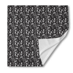 Black And White Skeleton Pattern Print Silk Bandana