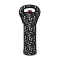 Black And White Skeleton Pattern Print Single Neoprene Wine Tote
